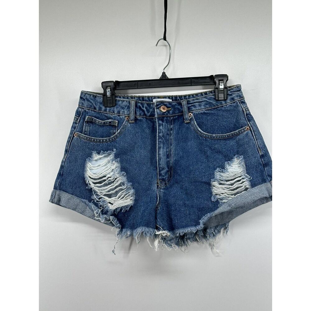 FOREVER 21‎ WOMEN'S JEAN SHORTS SIZE 29 blue WASH DENIM CUT OFF DISTRESSED